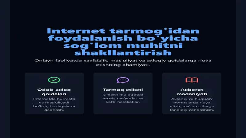 Internet tarmog'idan foidalanish bo'yicha sog'lom muxitni shaklantirish. 1