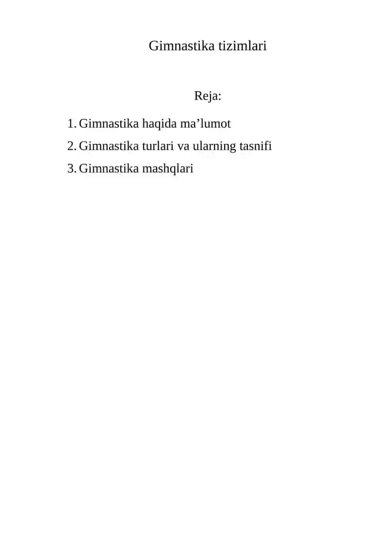 Gimnastika tizimlari