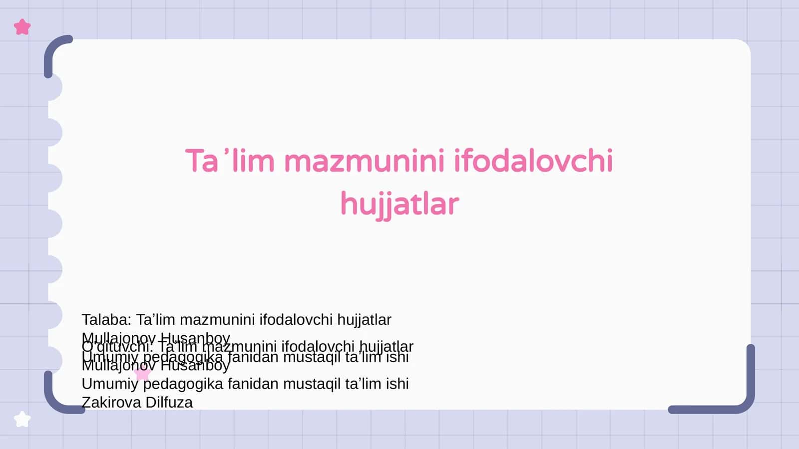 Taʼlim mazmunini ifodalovchi hujjatlar 1