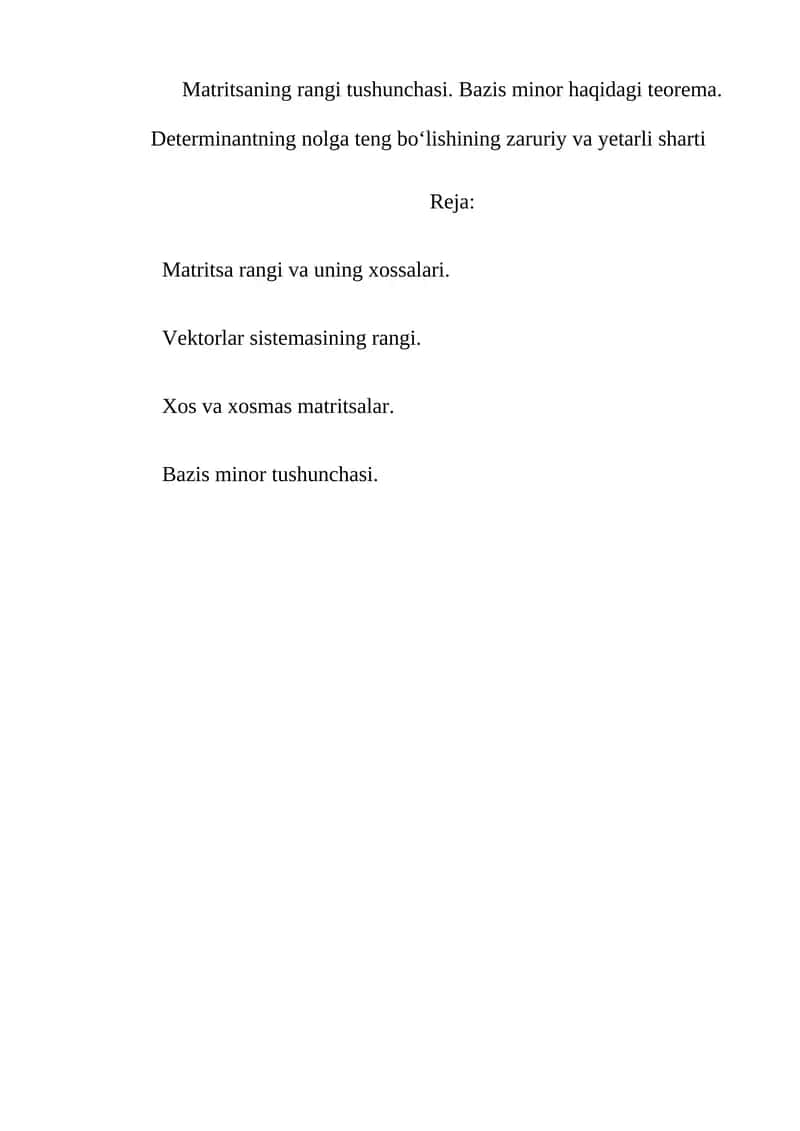 Bazis minor haqidagi teorema 1