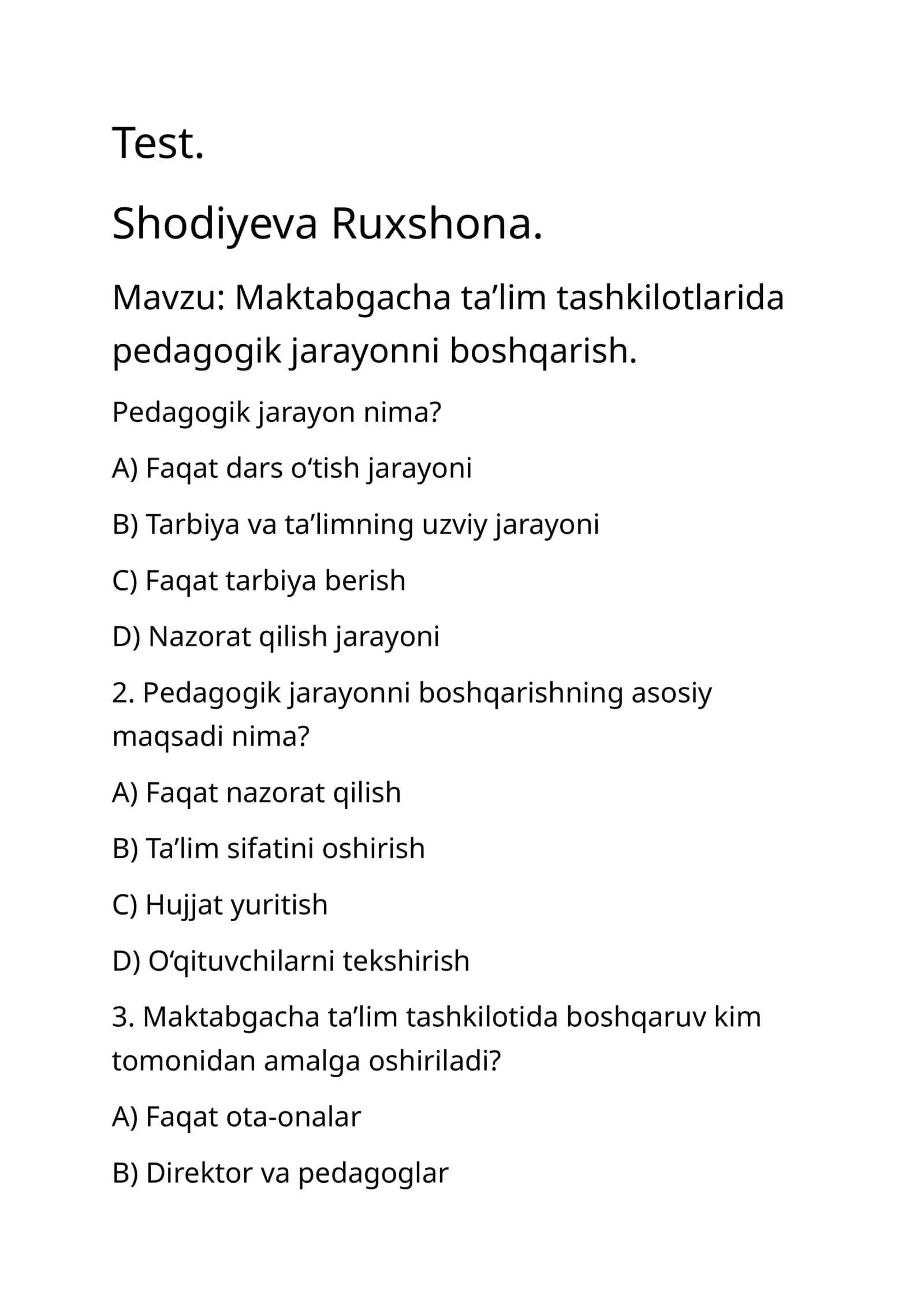 maktabgacha talim test 1