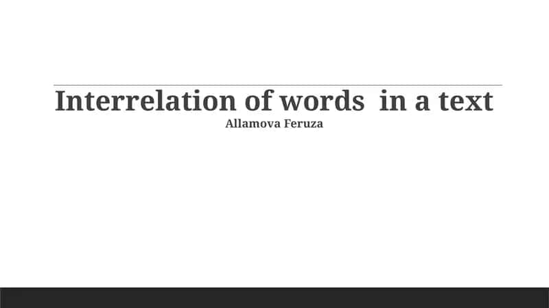 Interrelation of words in a text