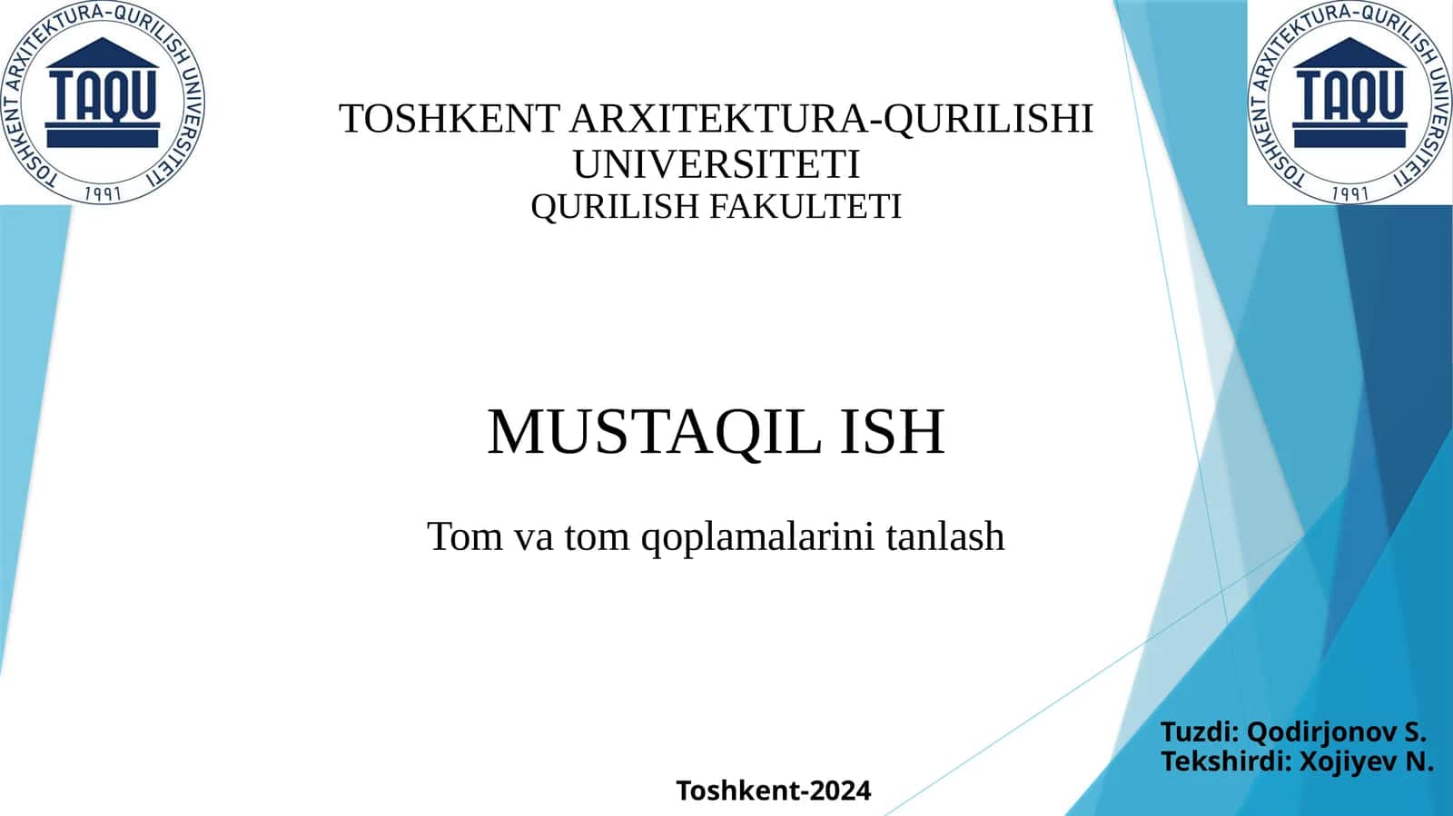 Tom va tom qoplamalarini tanlash 1