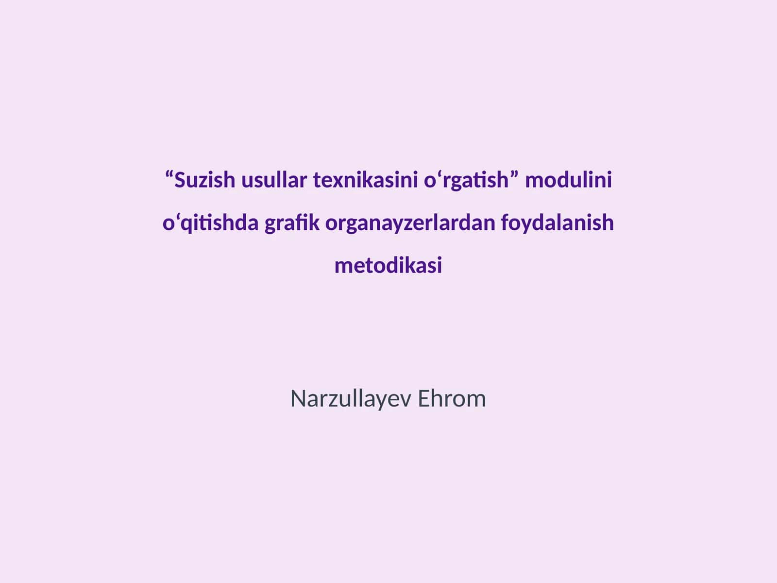 Suzish usullar texnikasini o‘rgatish 1