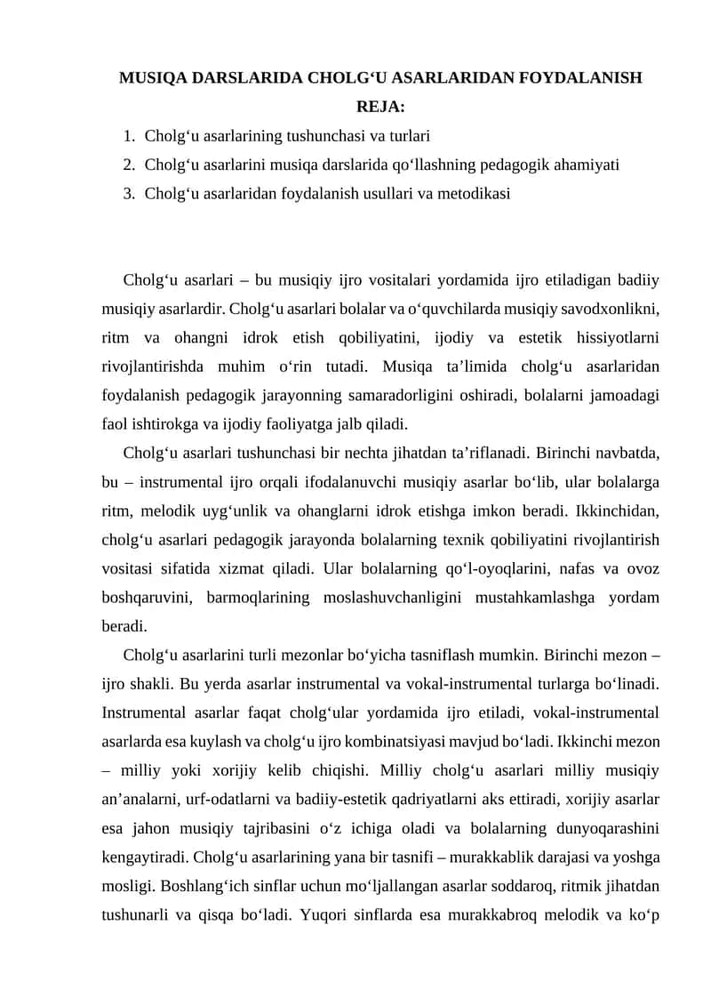 MUSIQA DARSLARIDA CHOLG‘U ASARLARIDAN FOYDALANISH 1