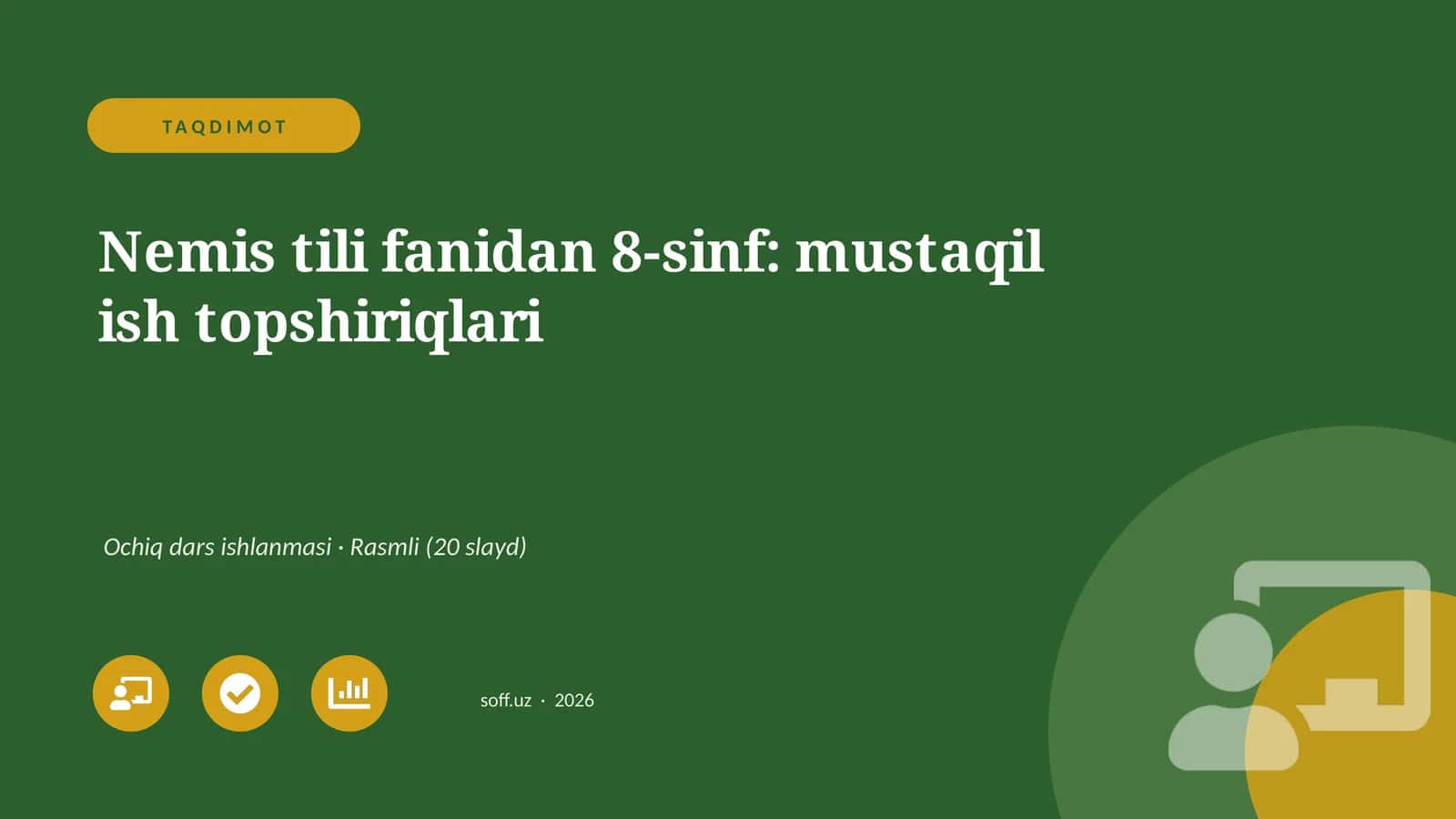 Nemis tili fanidan 8-sinf: mustaqil ish topshiriqlari 1