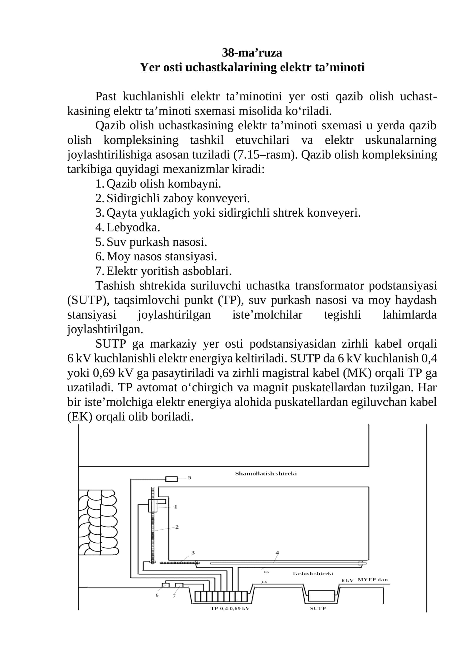 Yer osti uchastkalarining elektr ta’minoti 1