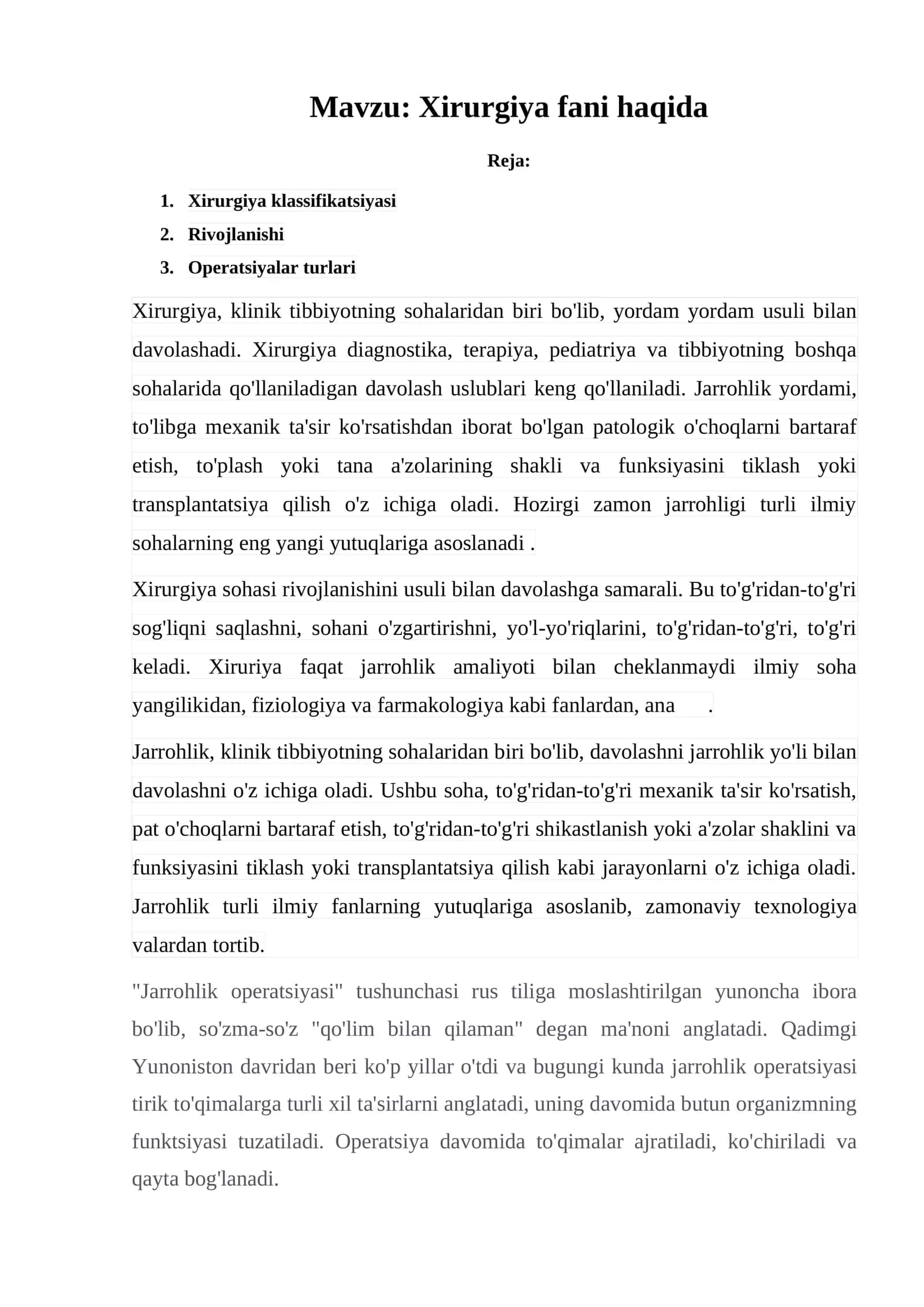 Xirurgiya fani haqida 1