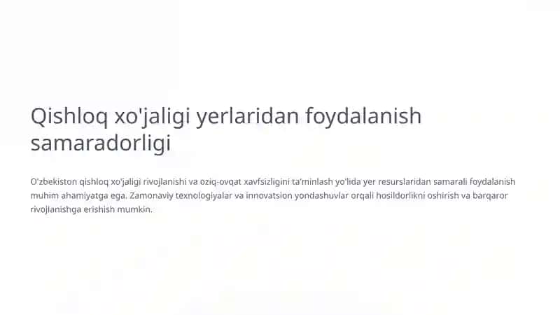 Qishloq xo'jaligi yerlaridan foydalanish samaradorligi