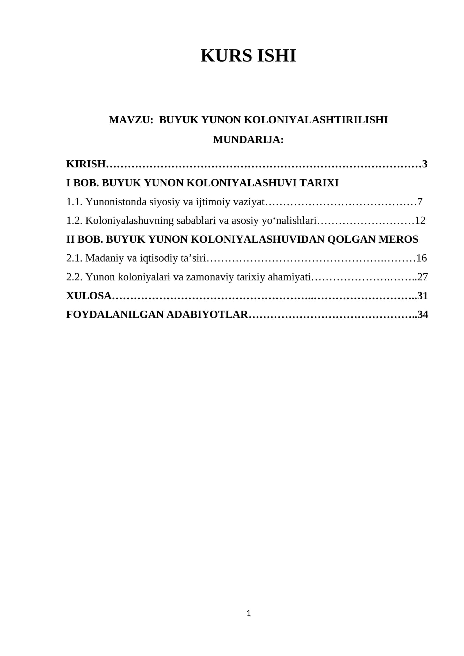 BUYUK YUNON KOLONIYALASHTIRILISHI 1