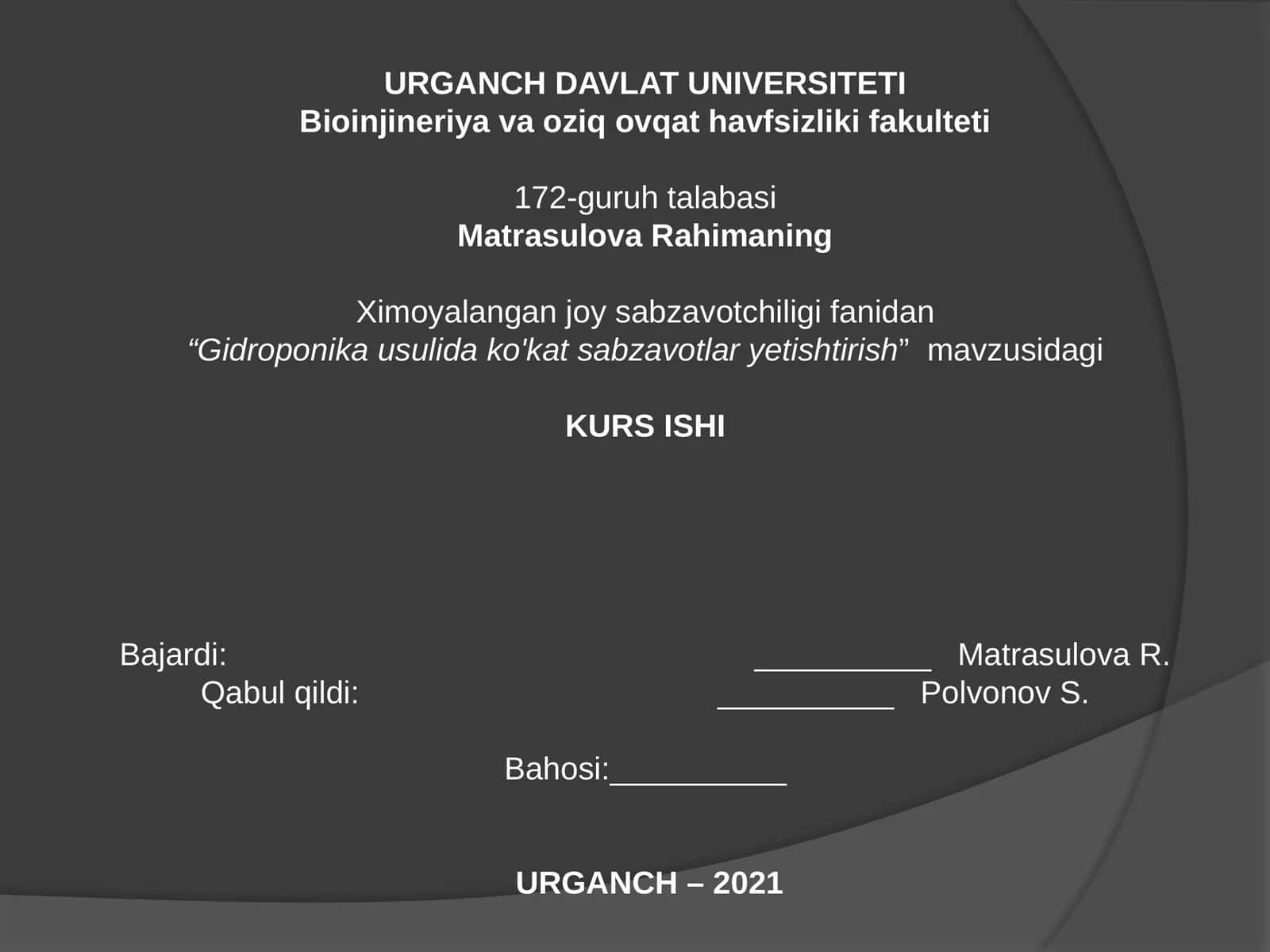 Gidroponika usuli da qo'qatsabzavotlarni yetishtirish 1