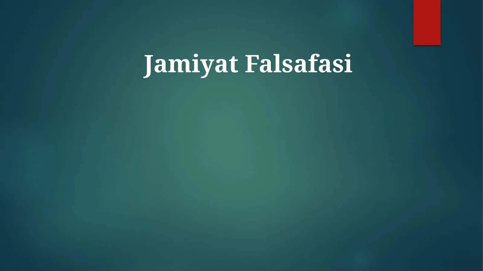 Jamiyat Falsafasi 1