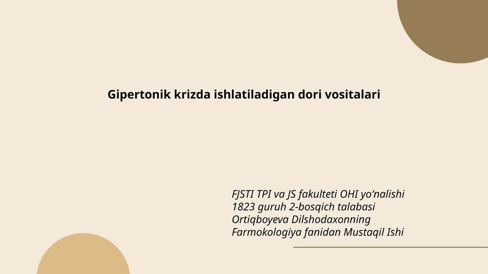Gipertonik krizda ishlatiladigan dori vositalari 1