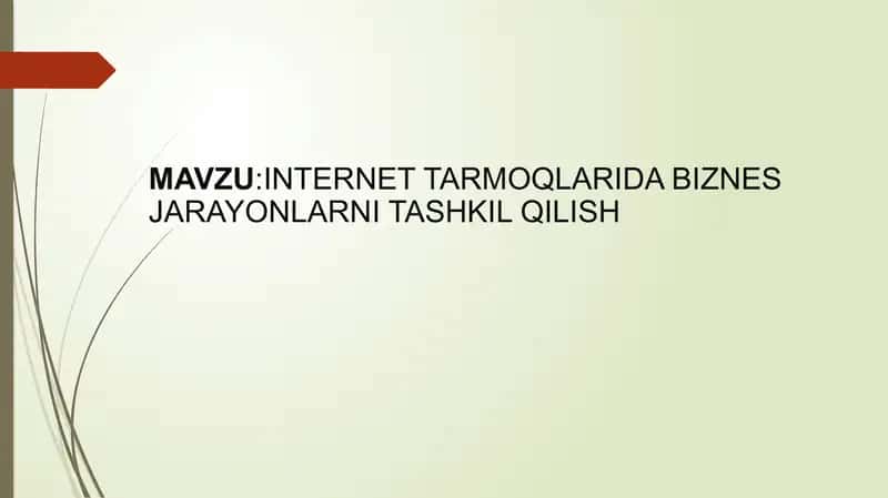 internet tarmoqlarida biznes jarayonalrni tashkil etish 1