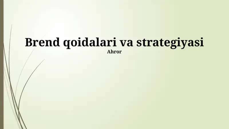 Brend qoidalari va strategiyasi 1