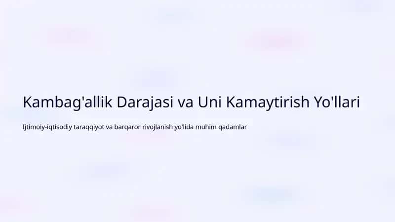 Kambag'allik Darajasi va Uni Kamaytirish Yo'llari 1