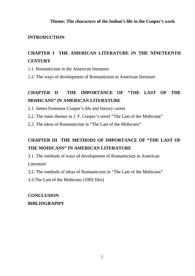 The Last of the Mohicans 1