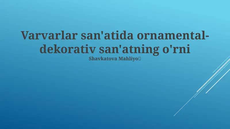 Varvarlar san'atida ornamental-dekorativ san'atning o'rni 1