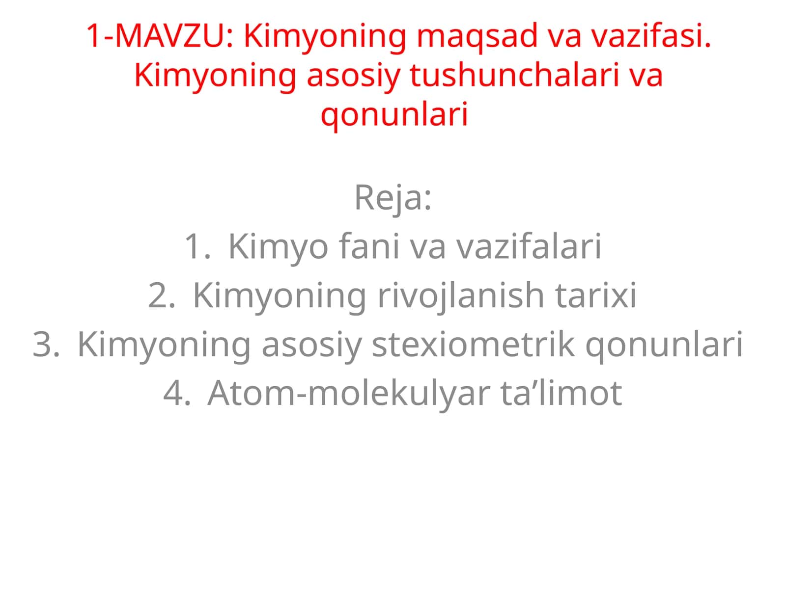 Kimyo ning maqsadlari va vazifasi 1