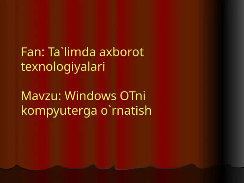 Windows OTni kompyuterga o`rnatish 1