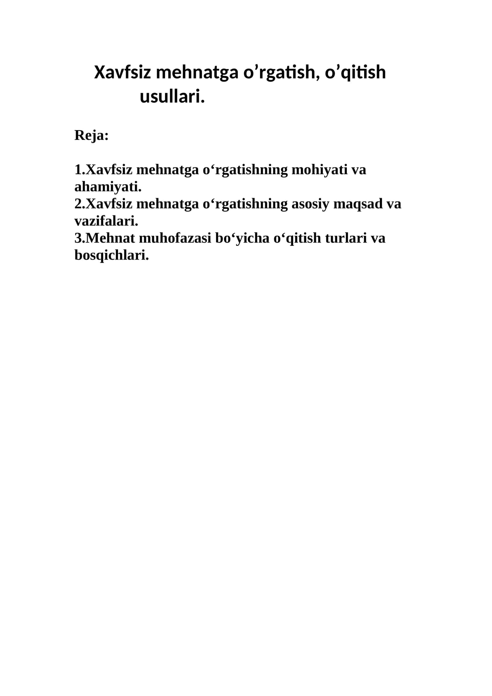 Xavfsiz mehnatga o’rgatish, o’qitish usullari 1