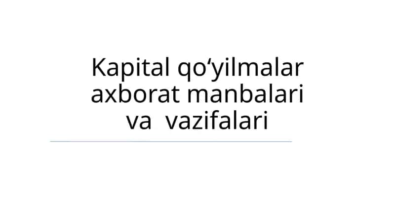 Kapital qo'yilmalar: Mol-mulk (masalan, Manhettendagi ko'chmas mulk, Shenzhendagi zavod) 1
