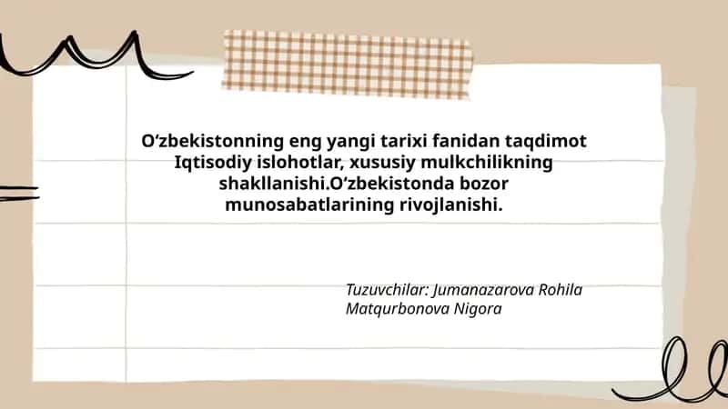 Oʻzbekistonning eng yangi tarixi fanidan taqdimot 1