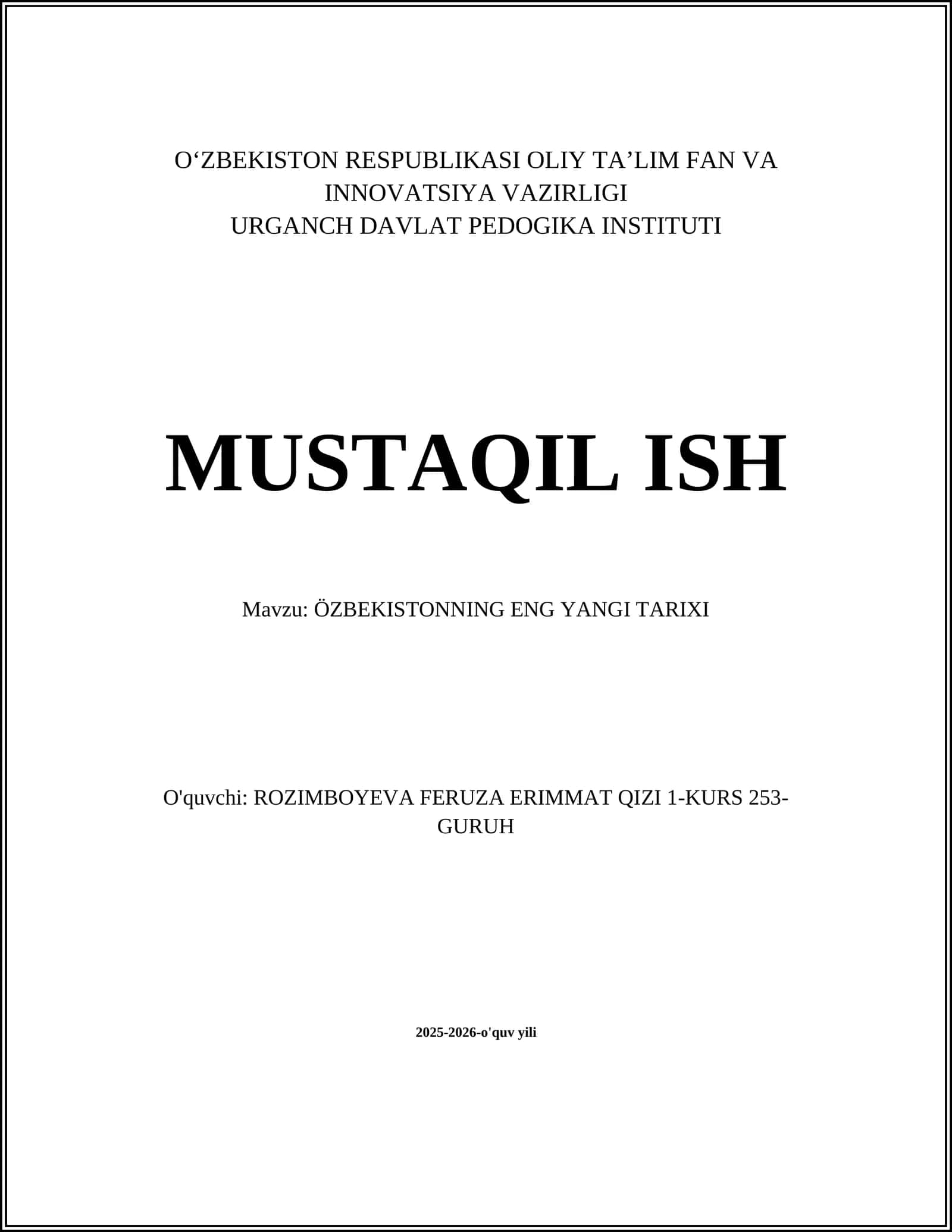 ÖZBEKISTONNING ENG YANGI TARIXI 1