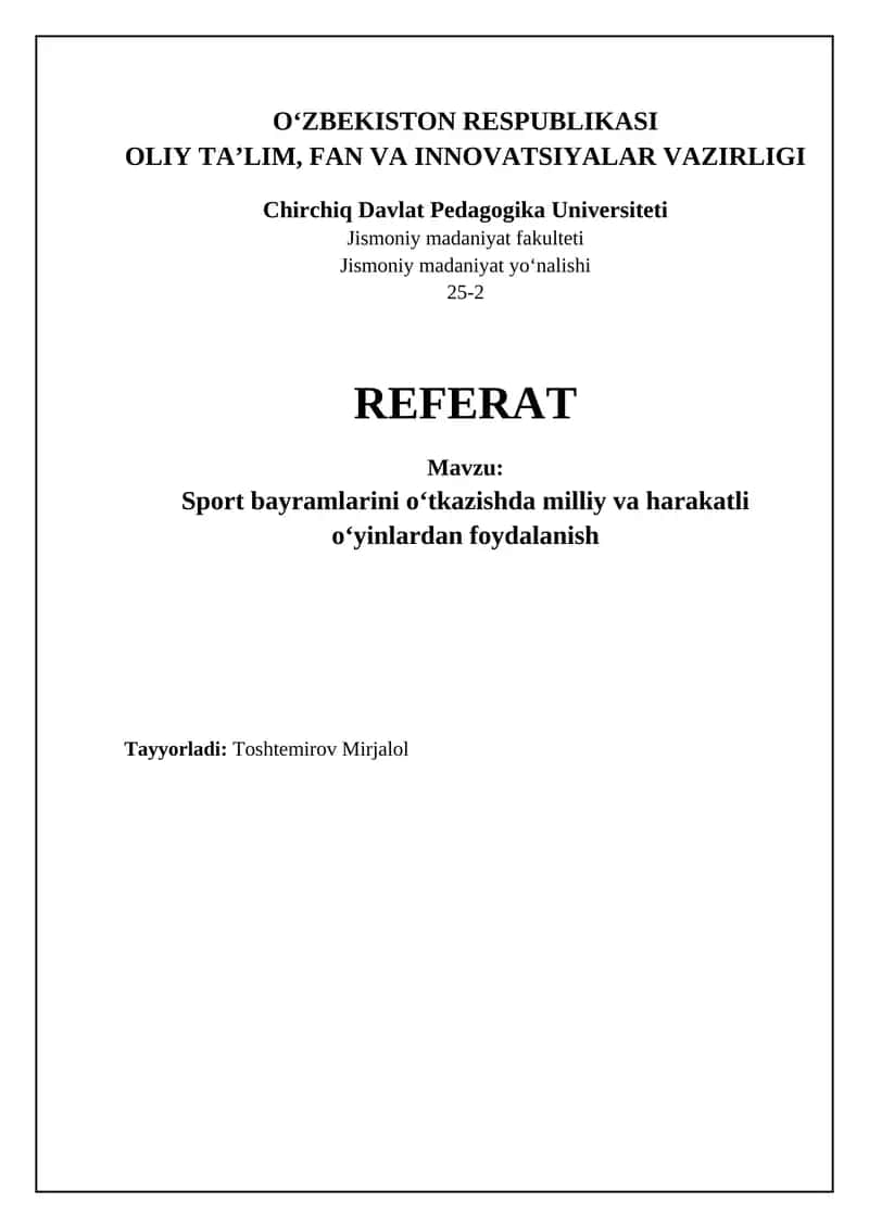 Sport festivallarini tashkil etish 1