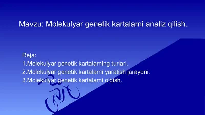 Molekulyar genetik kartalarni analiz qilish. 1
