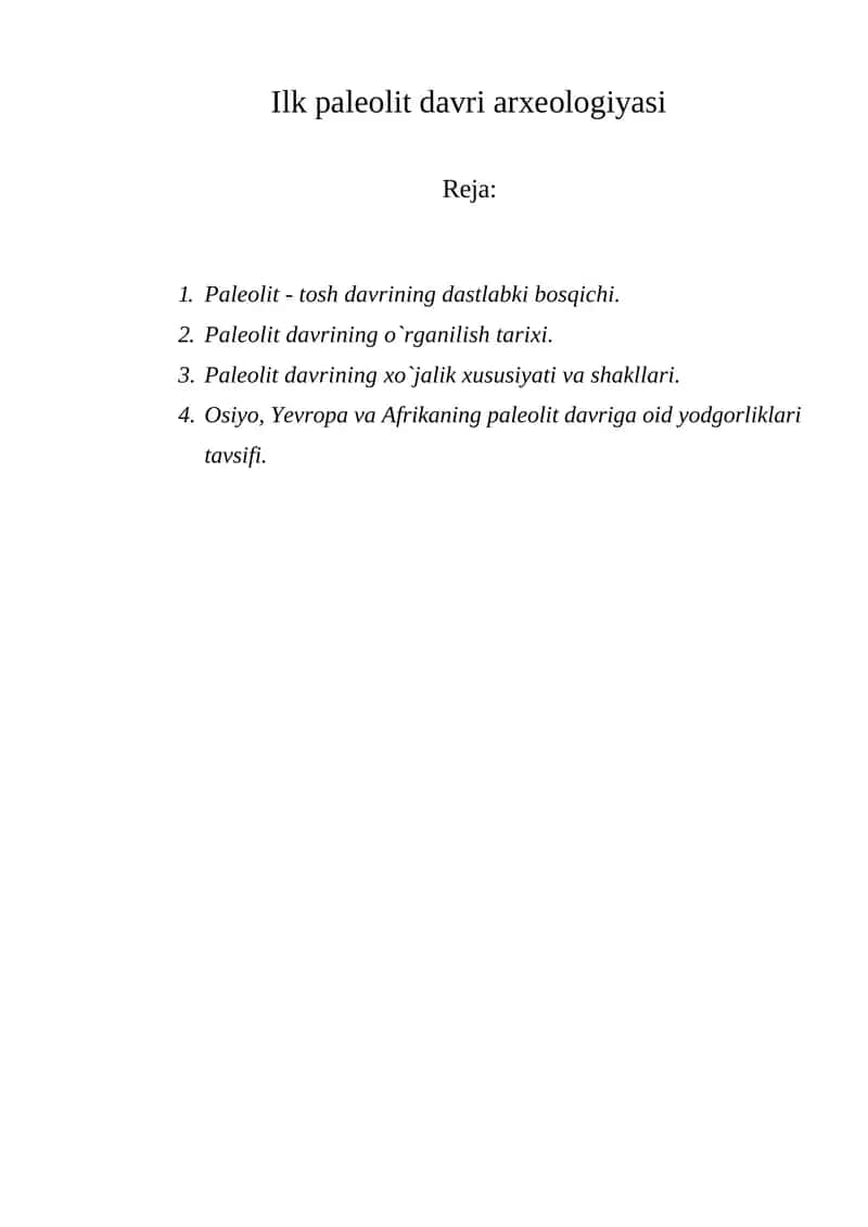 Ilk paleolit davri arxeologiyasi 1