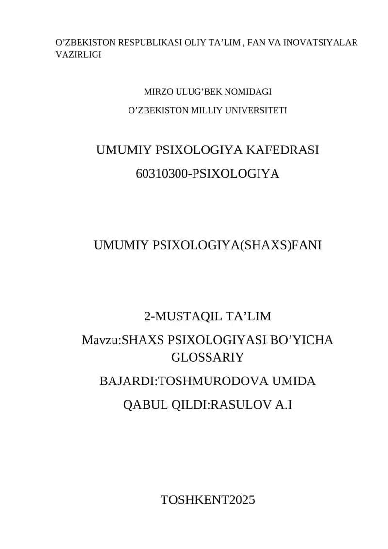 UMUMIY PSIXOLOGIYA(SHAXS)FANI 1