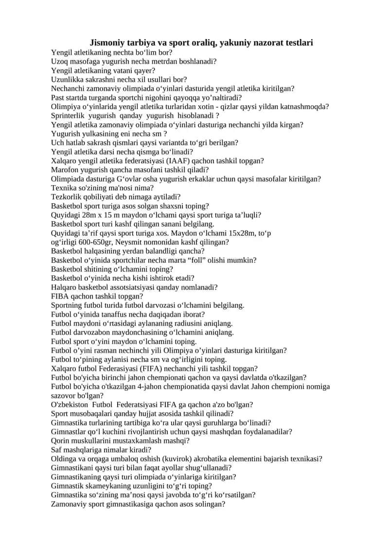 Yengil atletika savollarni yechish 1
