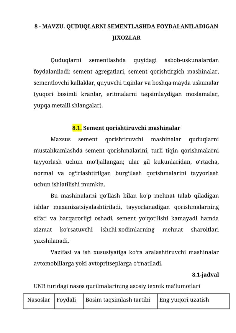 Quduqlarni Sementlashda Foydalaniladigan Jixozlar 1