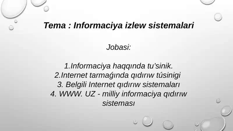 Informaciya izlew sistemalari 1