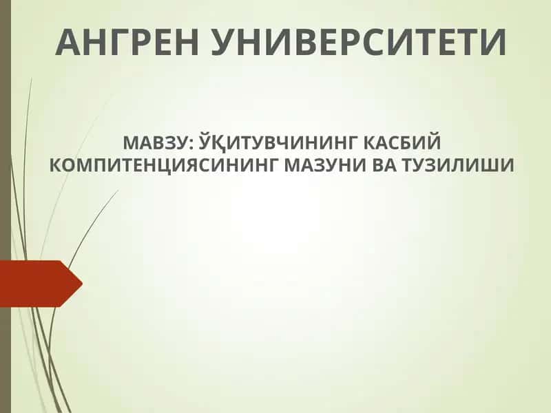 ЎҚИТУВЧИНИНГ КАСБИЙ КOМПИТЕНЦИЯСИНИНГ МАЗУНИ ВА ТУЗИЛИШИ 1
