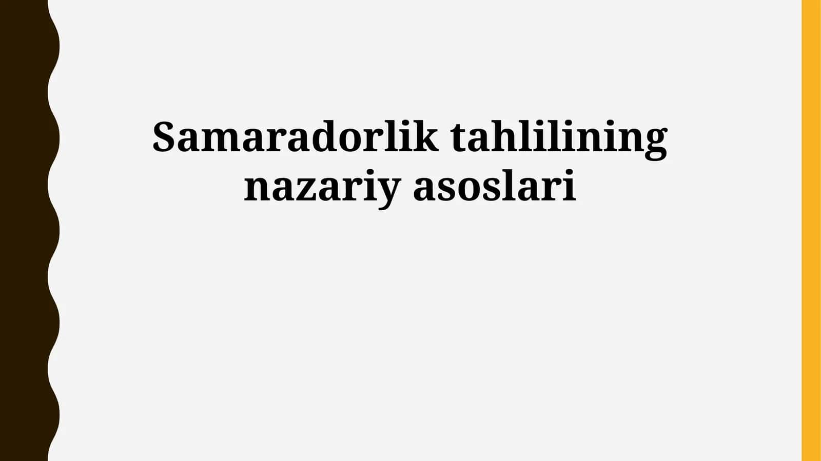 Samaradorlik tahlilining nazariy asoslari 1