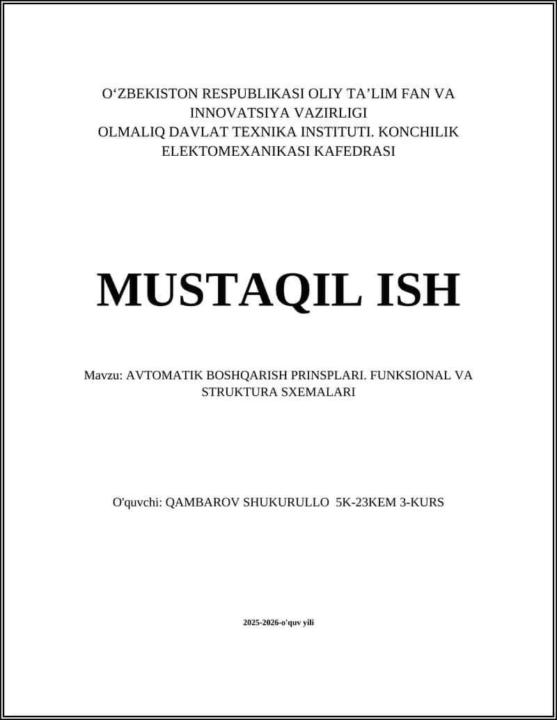 AVTOMATIK BOSHQARISH PRINSPLARI 1