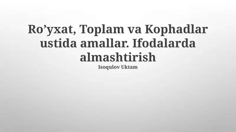 Ro‘yxatlar bilan amallar 1