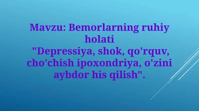 Bemorlarning ruhiy holati 1