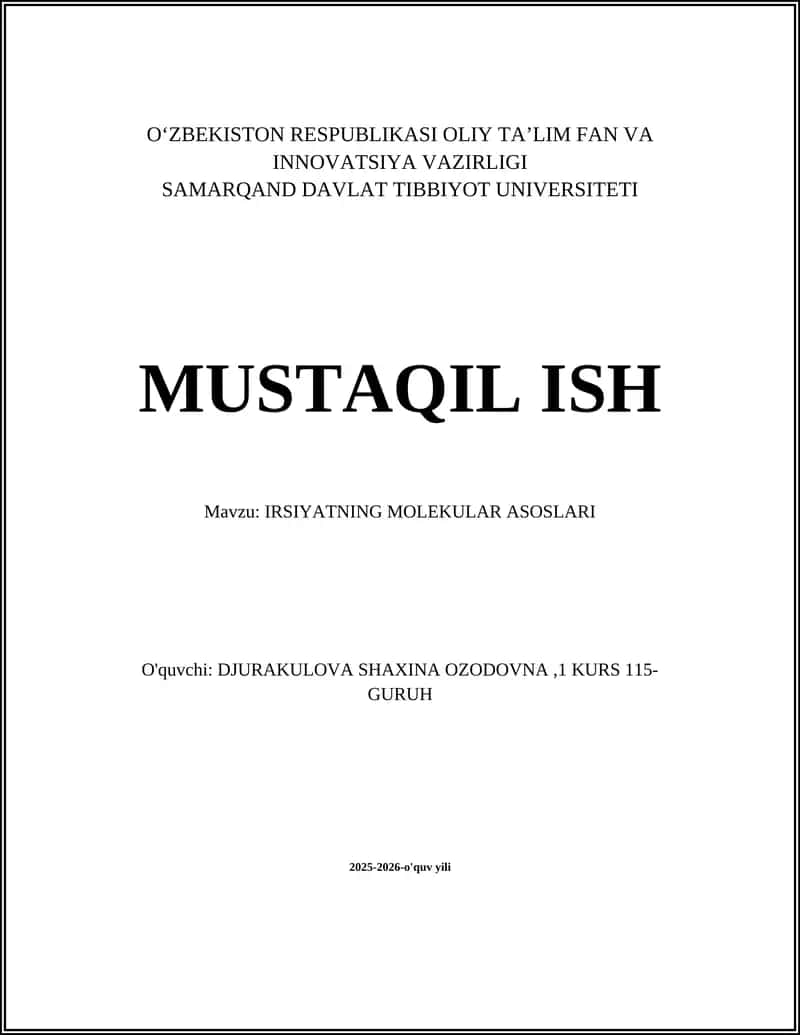 IRSIYATNING MOLEKULAR ASOSLARI 1