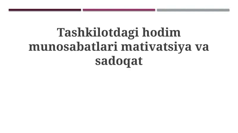 Xodimlar bilan munosabatlar 1