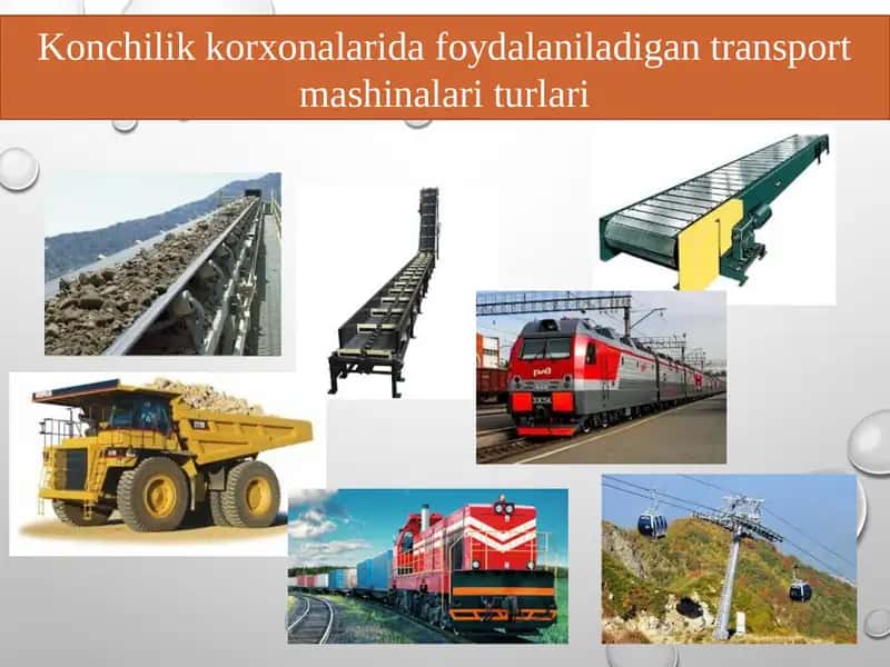 Konchilik korxonalarida foydalaniladigan transport mashinalari turlari 1