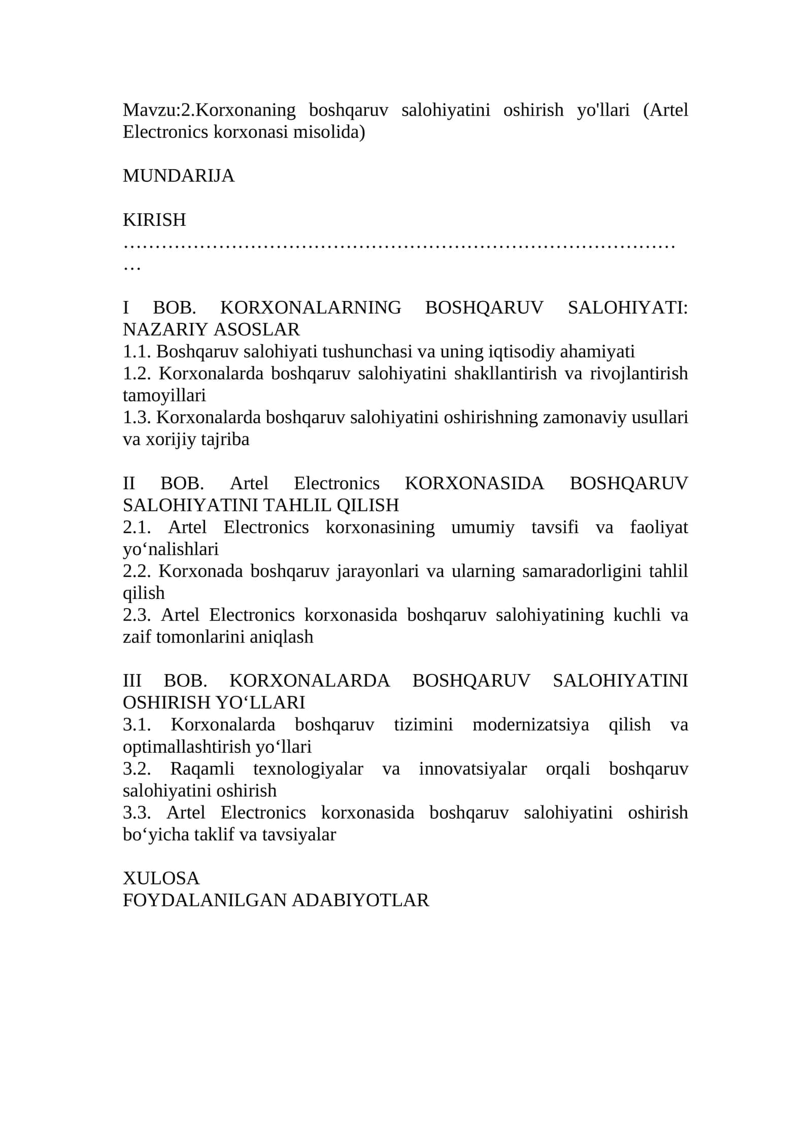 Korxonaning boshqaruv salohiyatini oshirish yo'llari 1