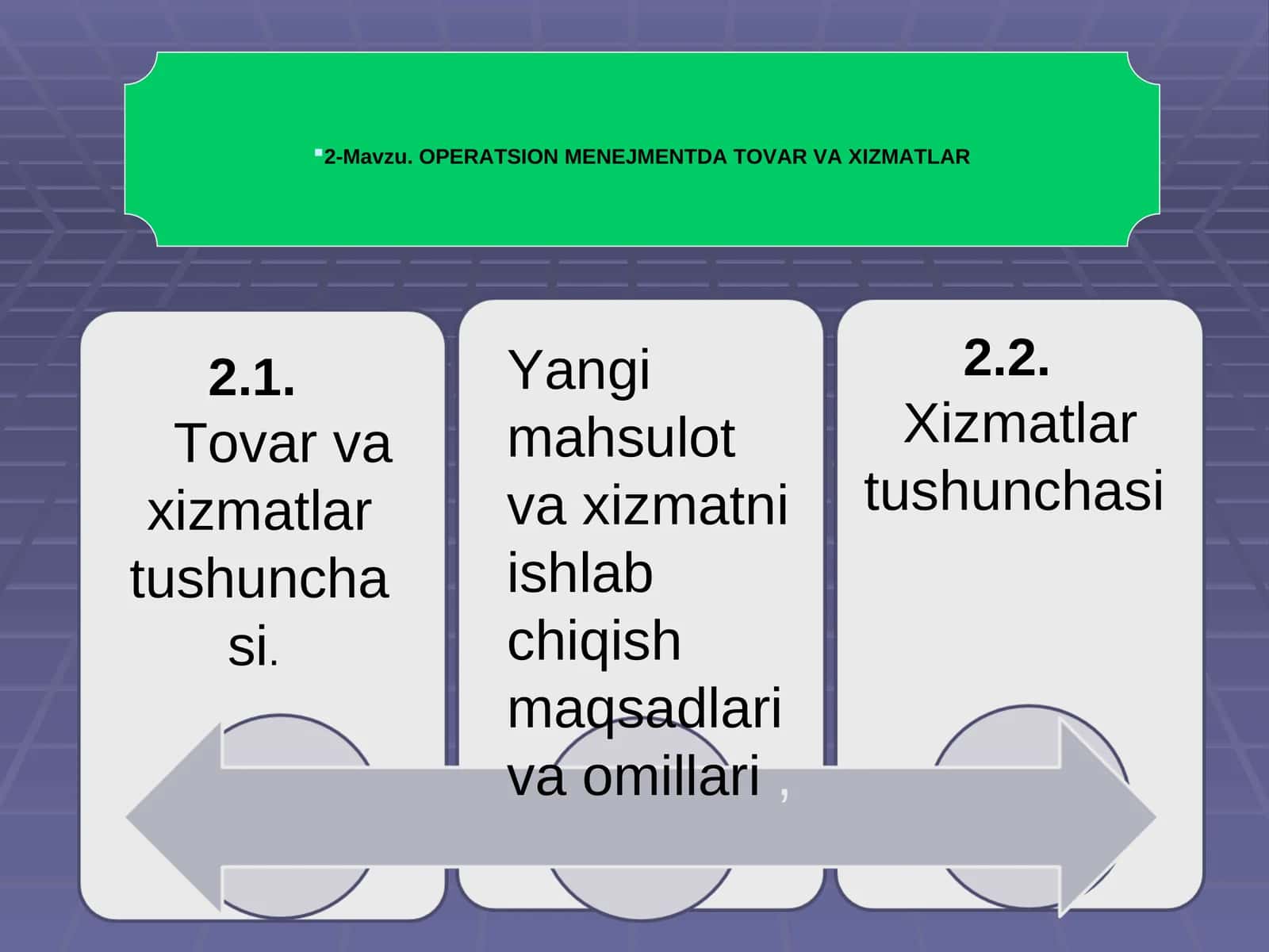 OPERATSION MENEJMENTDA TOVAR VA XIZMATLAR 1