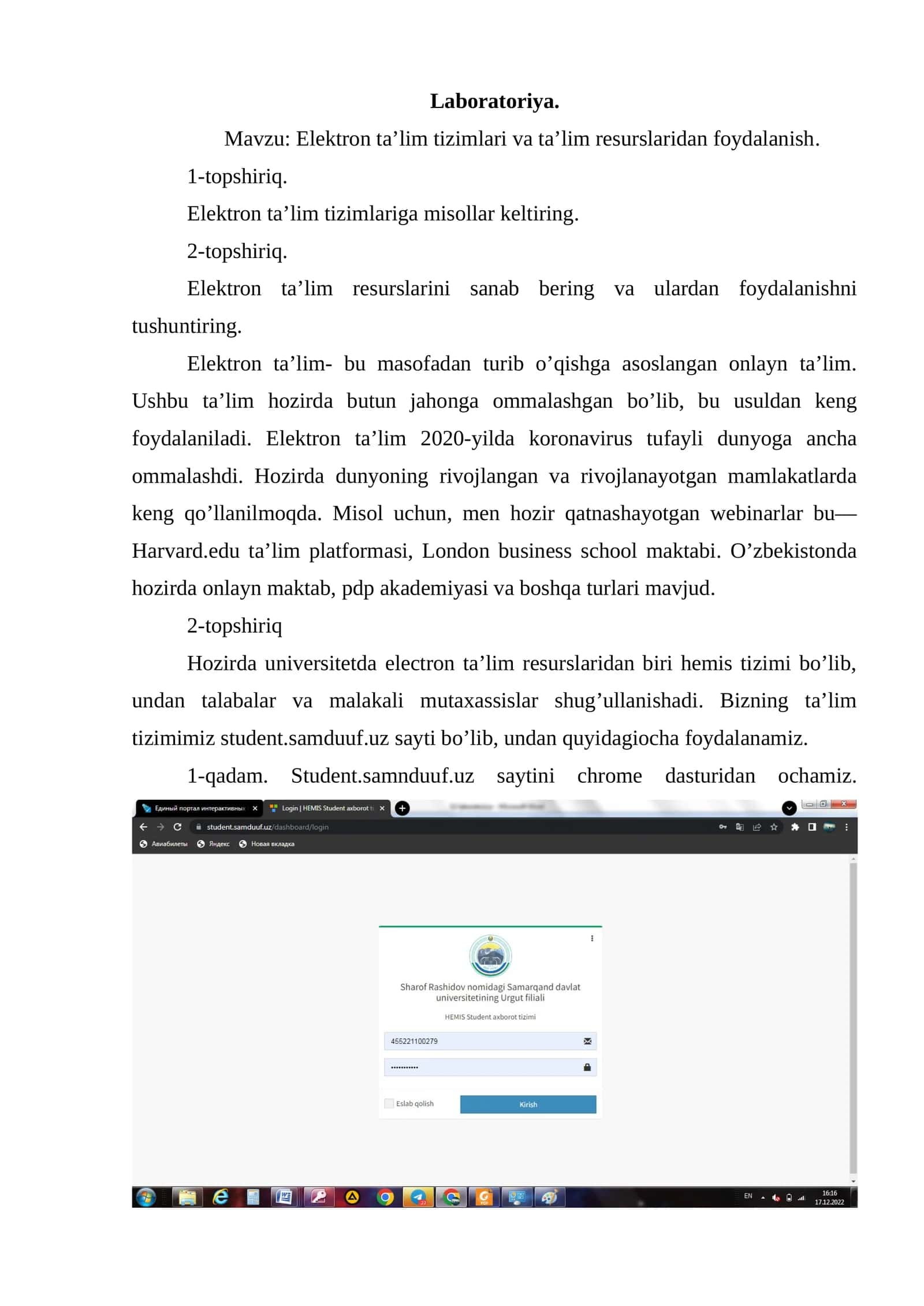 Elektron ta’lim tizimlari va ta’lim resurslaridan foydalanish 1