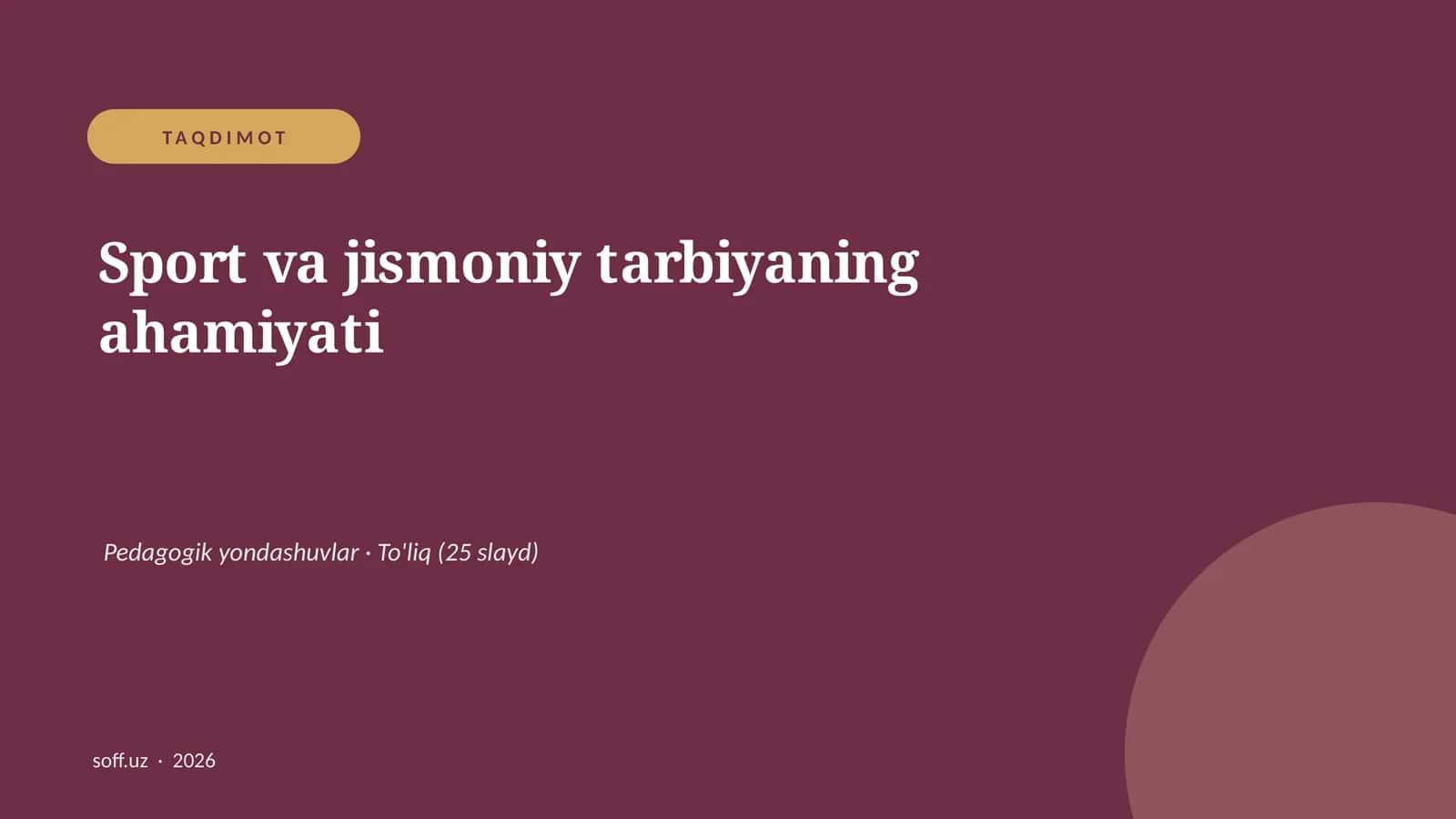 Sport va jismoniy tarbiyaning ahamiyati 1