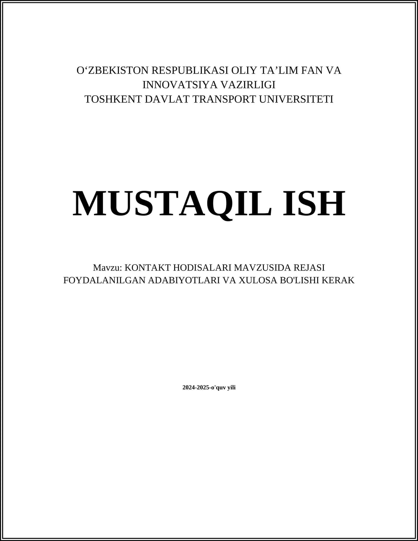 Kontakt hodisalari tushunchasi 1