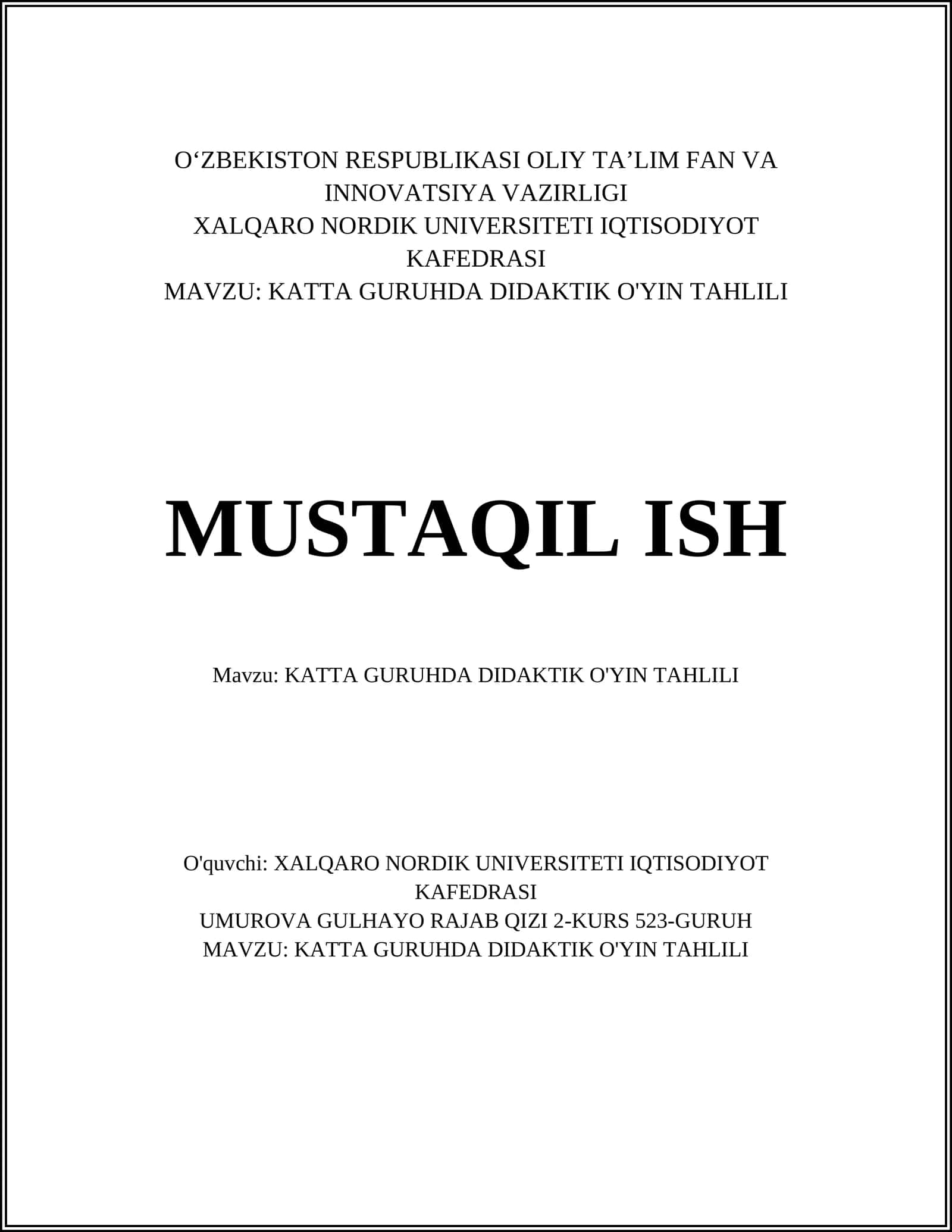 KATTA GURUHDA DIDAKTIK O'YIN TAHLILI 1