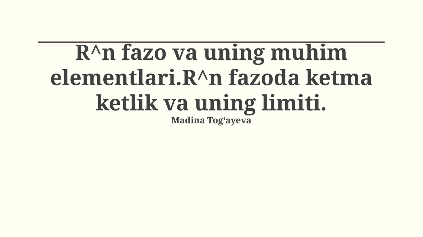 Rⁿ Fazosida Ketma-ketliklar 1